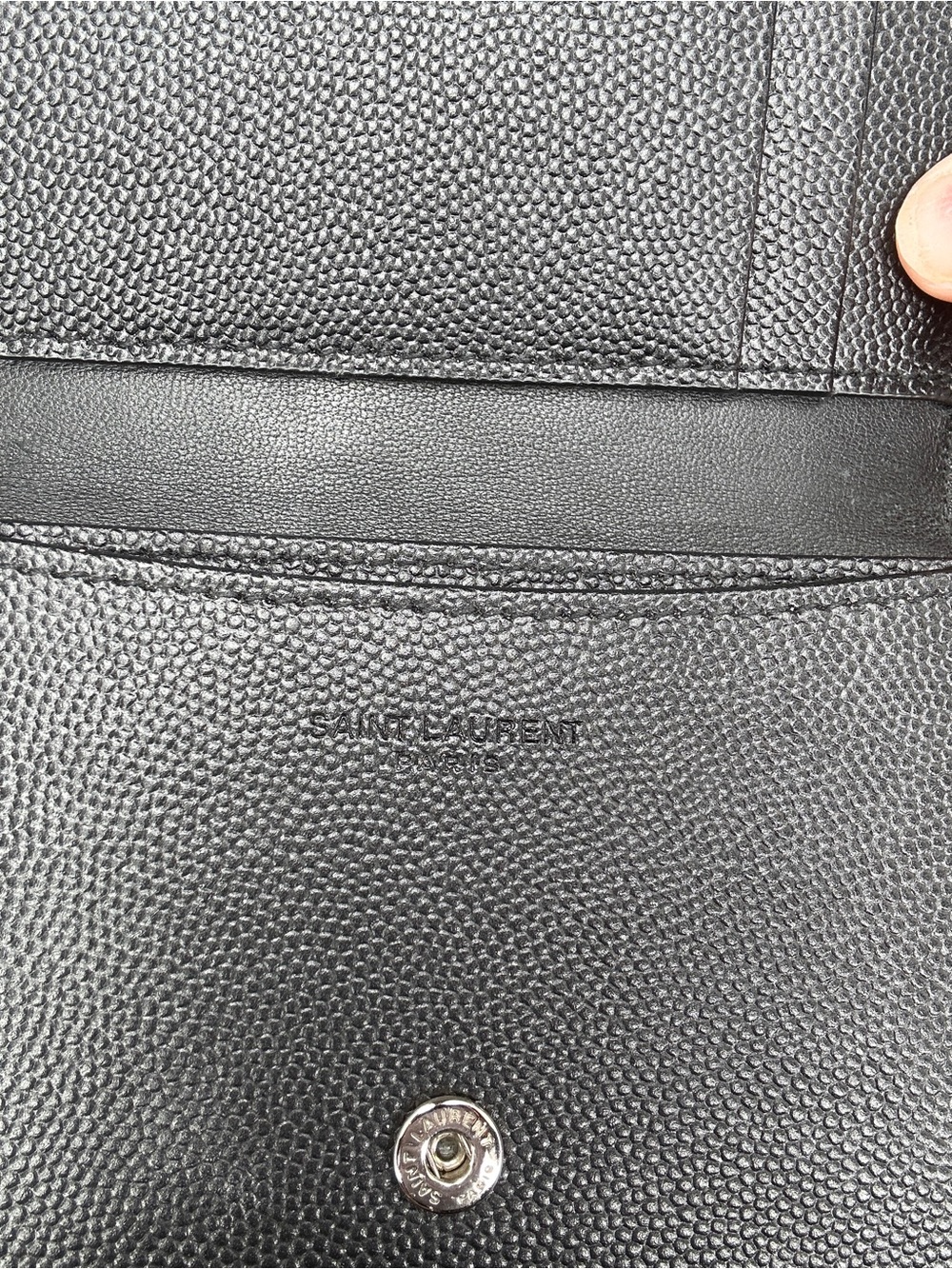 Saint Laurent Black Pebbled Leather Compact Wallet - Picture 10 of 11
